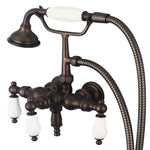Vintage Classic 2-Handle Center Wall Mount Tub Faucet F6-0017 With Down Spout, Straight Wall Connector & Handheld Shower