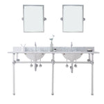 Empire 72 In. W. Double Wash Stand, P-Trap, and Carrara White Marble Countertop with Oval Basins - Multiple Finish Available to Choose