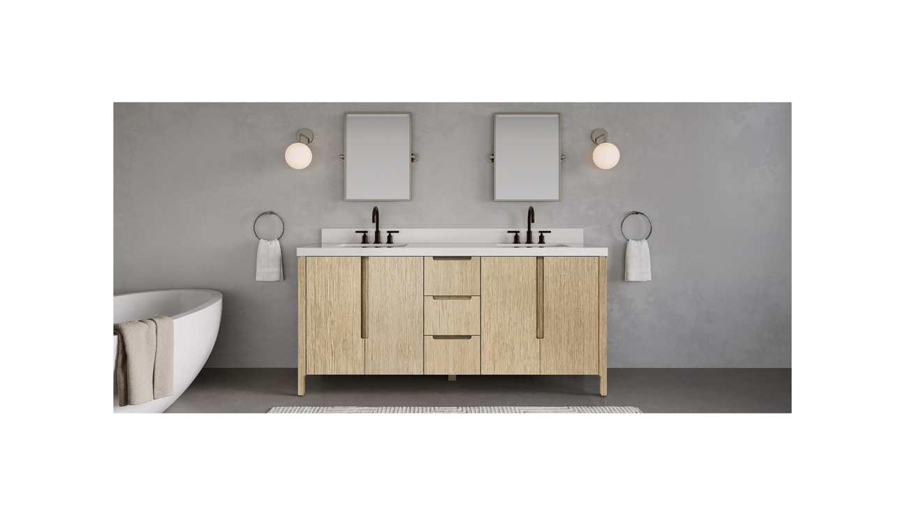 Light wood 72 inch double sink bathroom vanity