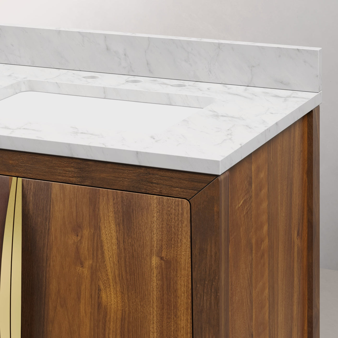 Bathroom vanity with Carrara white marble countertop