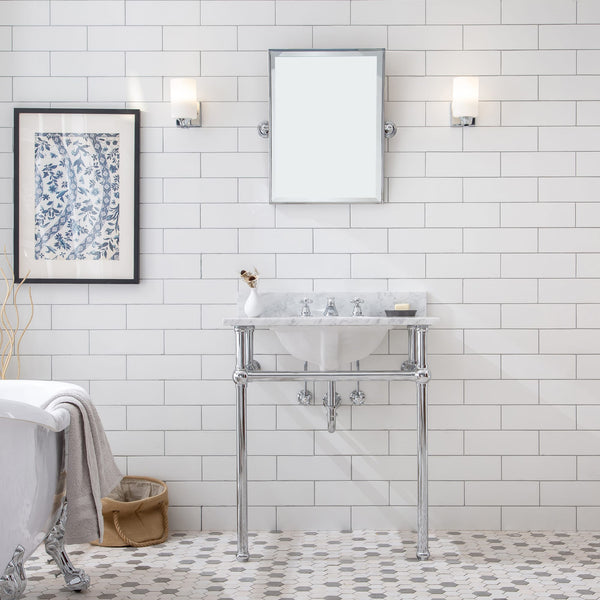 Embassy 30 In. Single Wash Stand with Carrara White Marble Top