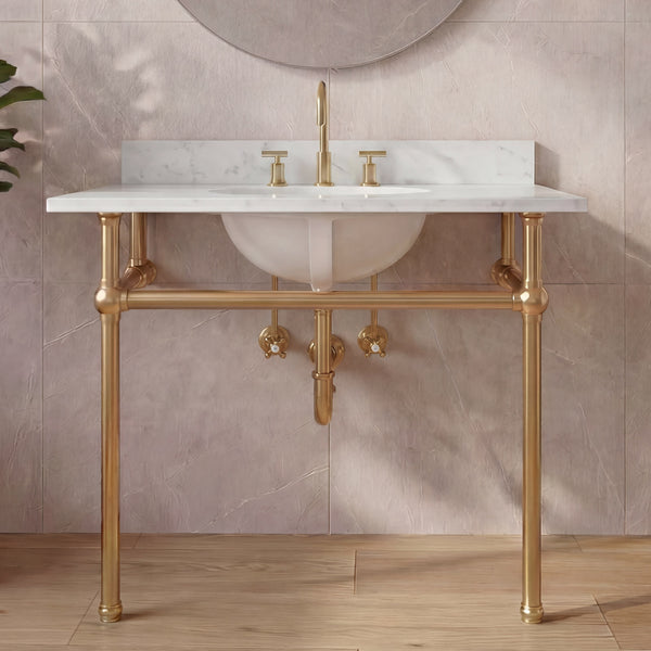 Embassy 42 In. Single Wash Stand with Carrara White Marble Top
