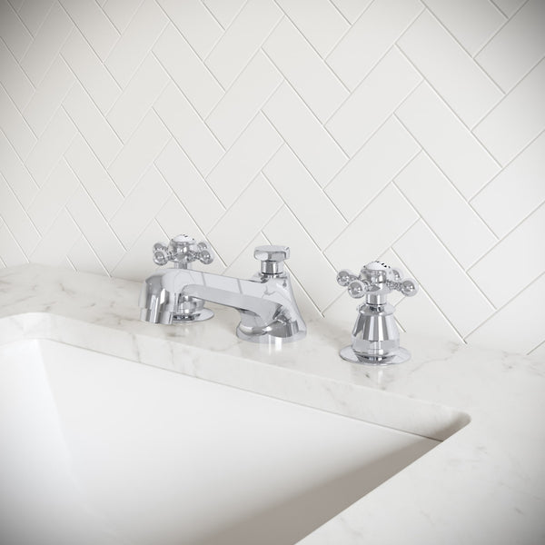 Nerida American 20th Century Classic Modern Classic Widespread Deck Mount Lavatory Faucets F2-0009 With Pop-Up Drain