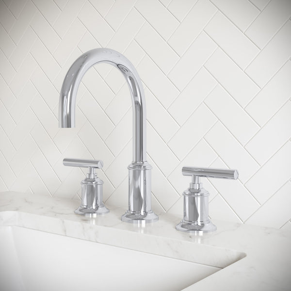 Klein Modern Gooseneck Spout Widespread Deck Mount Lavatory Faucet F2-0014