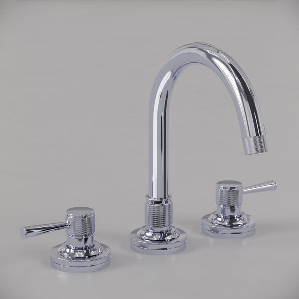 Elara Gooseneck Spout Widespread Deck Mount Lavatory Faucet F2-0015