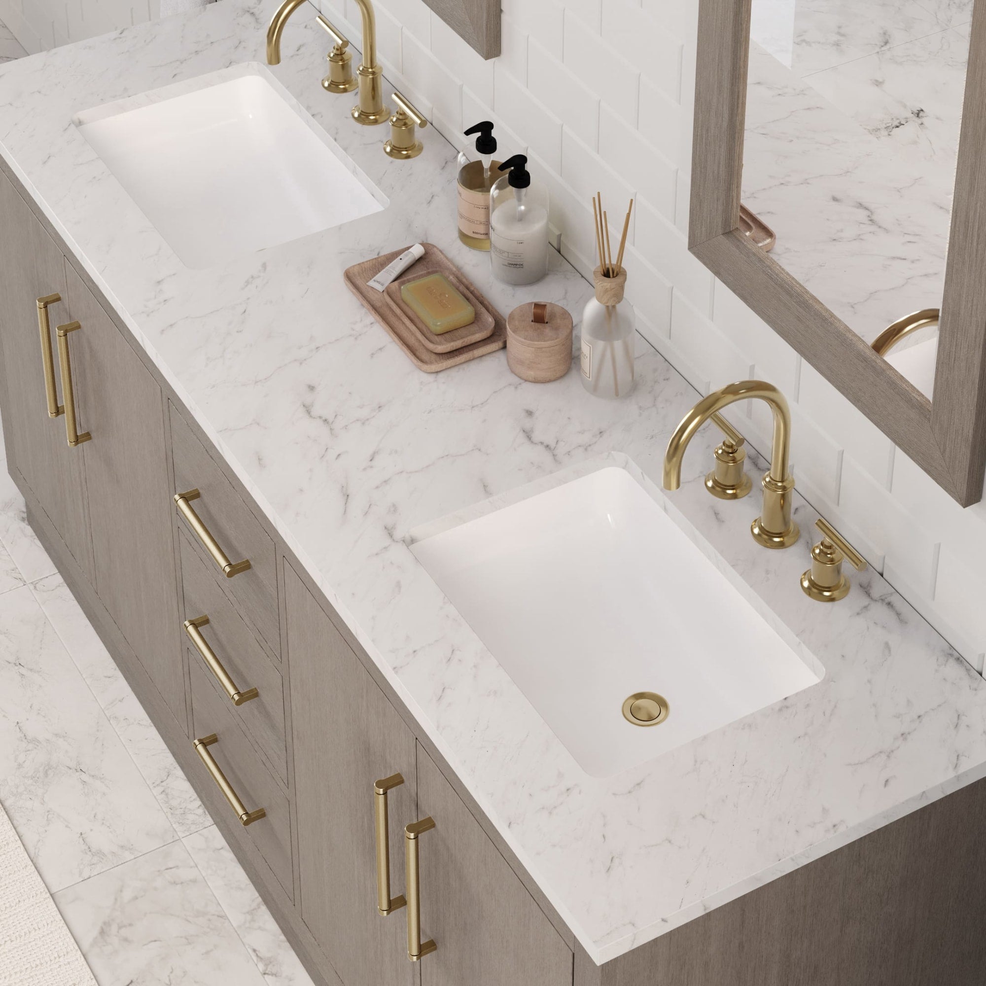 Hugo 72 In. Double Sink Pre-Assembled Mid-Century Style Bathroom Vanit