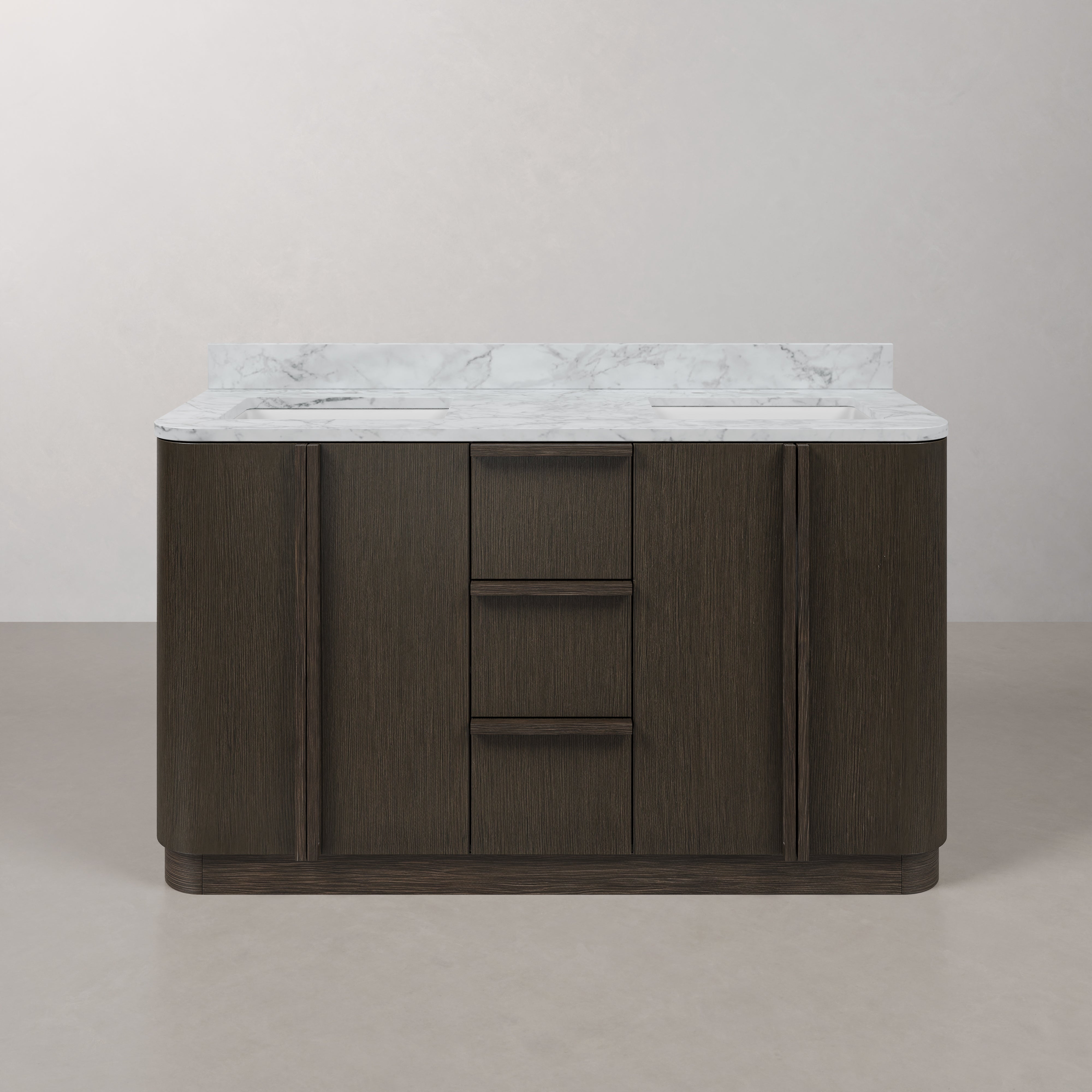 Oxford 60 In. Double Sink Pre-Assembled Mid-Century Style Bathroom Van