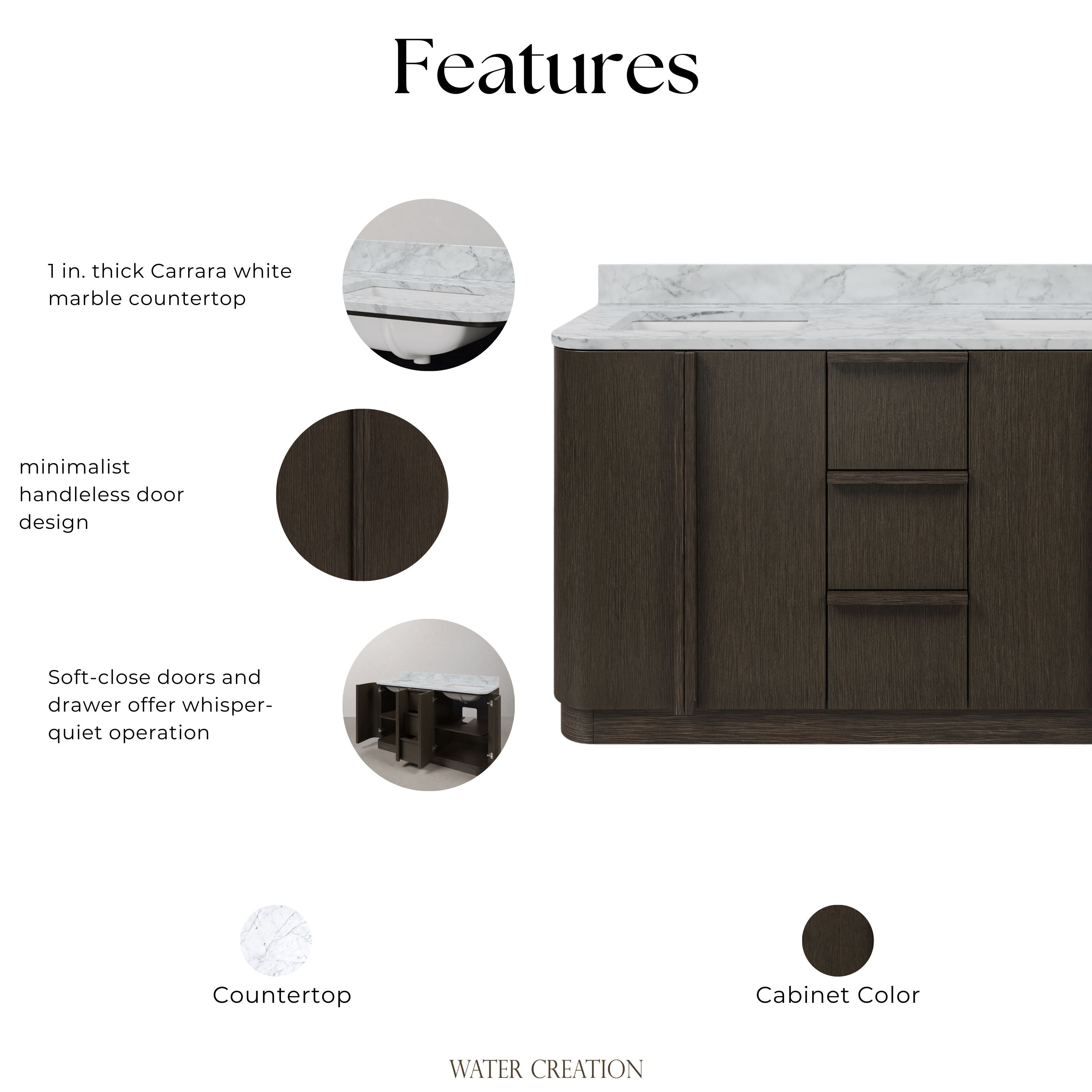 Oxford 60 In. Double Sink Pre-Assembled Mid-Century Style Bathroom Van