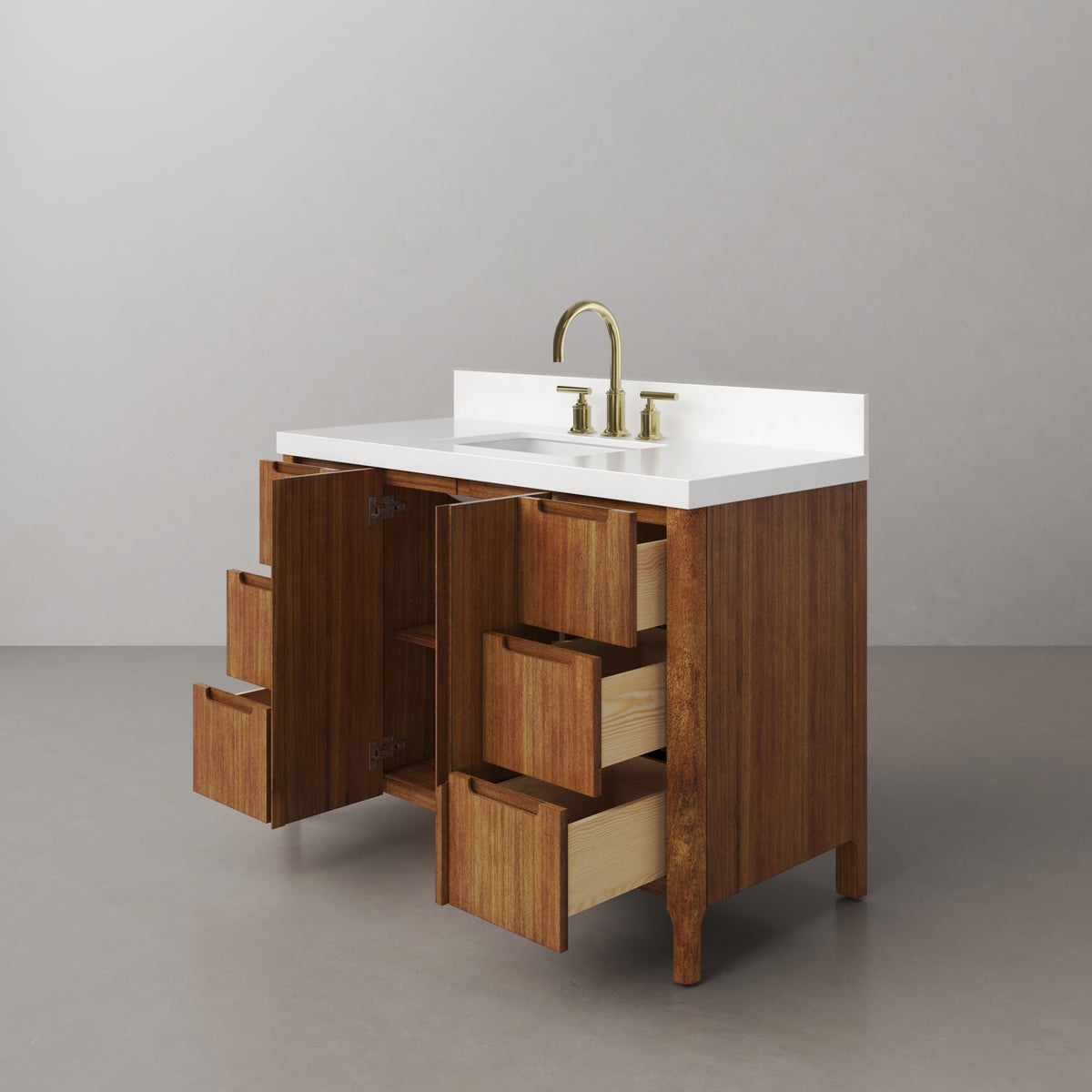 Sequoia 48 In. Single Sink Bathroom Vanity with Whitebrook Quartz Top Noir Juglans Sequoia 48 In. Single Sink Bathroom Vanity with Whitebrook Quartz Top Noir Juglans