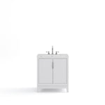 Elizabeth 30 In. Carrara White Marble Countertop with Chrome Pulls and Knobs Vanity