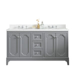 Queen 60 In. Quartz Countertop with Chrome Pulls and Knobs Vanity