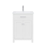Myra 24 In. Ceramic Countertop with Chrome Pulls and Knobs Vanity