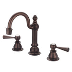 American 20th Century Classic Hook Spout Widespread Deck Mount Lavatory Faucets F2-0012 With Pop-Up Drain