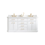 Palace 72 In. Quartz Countertop with Satin Gold Pulls and Knobs Vanity