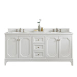 Queen 72 In. Quartz Countertop with Polished Nickel (PVD) Pulls and Knobs Vanity