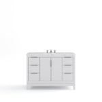 Elizabeth 48 In. Carrara White Marble Countertop with Chrome Pulls and Knobs Vanity