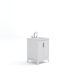 Elizabeth 24 In. Carrara White Marble Countertop with Chrome Pulls and Knobs Vanity