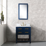 Madalyn 30 In. Carrara White Marble Countertop with Satin Gold Pulls and Knobs Vanity