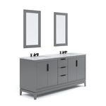 Elizabeth 72 In. Carrara White Marble Countertop with Oil-Rubbed Bronze Pulls and Knobs Vanity