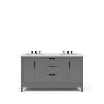 Elizabeth 60 In. Carrara White Marble Countertop with Oil-Rubbed Bronze Pulls and Knobs Vanity