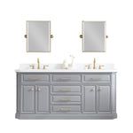 Palace 72 In. Quartz Countertop with Satin Gold Pulls and Knobs Vanity