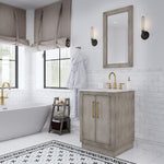 Hugo 24 In. Carrara White Marble Countertop with Satin Gold Pulls and Knobs Vanity