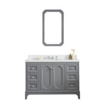 Queen 48 In. Quartz Countertop with Chrome Pulls and Knobs Vanity
