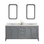 Queen 72 In. Quartz Countertop with Chrome Pulls and Knobs Vanity