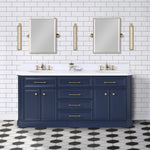 Palace 72 In. Quartz Countertop with Satin Gold Pulls and Knobs Vanity