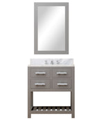 Madalyn 30 In. Carrara White Marble Countertop with Chrome Pulls and Knobs Vanity