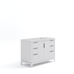 Elizabeth 48 In. Carrara White Marble Countertop with Chrome Pulls and Knobs Vanity