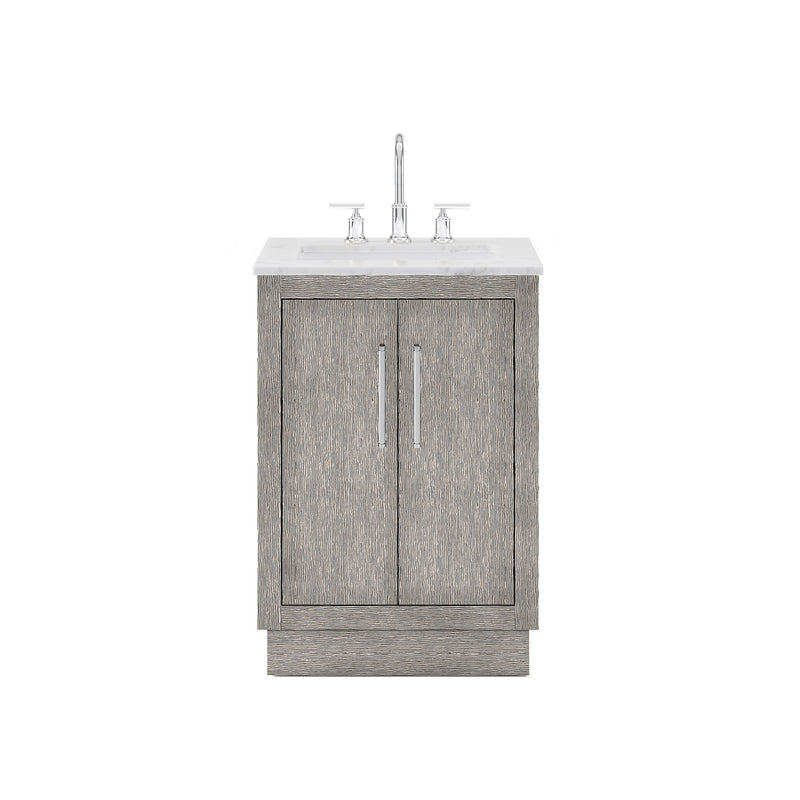 Hugo 24 In. Carrara White Marble Countertop with Chrome Pulls and Knobs Vanity