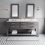 Madalyn 72 In. Carrara White Marble Countertop with Chrome Pulls and Knobs Vanity