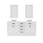 Hartford 72 In. Double Sink Carrara White Marble Countertop Bath Vanity With with Oil Rubbed Bronze Hardware