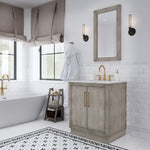 Hugo 30 In. Carrara White Marble Countertop with Satin Gold Pulls and Knobs Vanity