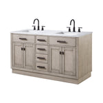 Chestnut 60 In. Carrara White Marble Countertop with Oil-Rubbed Bronze Pulls and Knobs Vanity