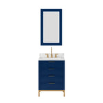 Bristol 24 In. Carrara White Marble Countertop with Satin Gold Pulls and Knobs Vanity