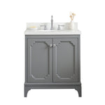 Queen 30 In. Quartz Countertop with Chrome Pulls and Knobs Vanity