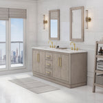 Hugo 72 In. Carrara White Marble Countertop with Satin Gold Pulls and Knobs Vanity
