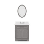 Derby 30 In. Carrara White Marble Countertop with Chrome Pulls and Knobs Vanity