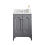 Queen 24 In. Quartz Countertop with Chrome Pulls and Knobs Vanity