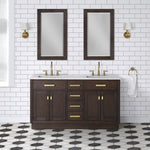 Chestnut 60 In. Carrara White Marble Countertop with Satin Gold Pulls and Knobs Vanity