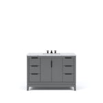 Elizabeth 48 In. Carrara White Marble Countertop with Oil-Rubbed Bronze Pulls and Knobs Vanity