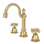 American 20th Century Classic Hook Spout Widespread Deck Mount Lavatory Faucets F2-0012 With Pop-Up Drain