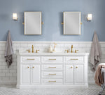 Palace 72 In. Quartz Countertop with Satin Gold Pulls and Knobs Vanity