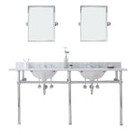 Embassy 72 In. W. Double Wash Stand, P-Trap, and Carrara White Marble Countertop with Oval Basins- Multiple Finish Available to Choose
