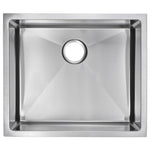 23 In. X 20 In. 15mm Corner Radius Single Bowl Stainless Steel Hand Made Undermount Kitchen Sink