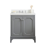 Queen 30 In. Quartz Countertop with Chrome Pulls and Knobs Vanity
