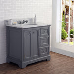 Derby 36 In. Carrara White Marble Countertop with Chrome Pulls and Knobs Vanity