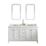 Queen 60 In. Quartz Countertop with Polished Nickel (PVD) Pulls and Knobs Vanity